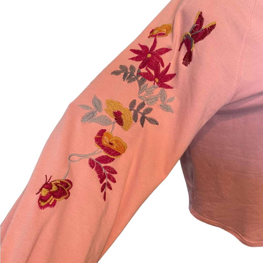 Matilda Jane Blushing Boho Whimsical Embroidered Floral Hummingbird Sweatshirt - Picture 2 of 7